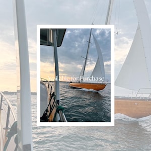 Küstensegelboot Fotografie Druck - Newport Segelszene, Nautische Wandkunst, Ozean Sonnenuntergang Digitaler Download