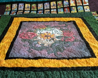 Full  Size Quilt Custom Order Featuring  Large Day of The Dead Skull