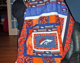 Full Size Sport Quilt Featuring the NFL Broncos or your Favorite Team  Custom Order Your Quilt Today