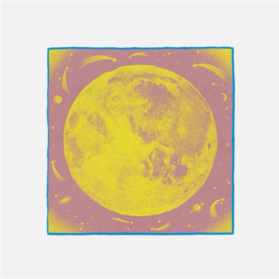 ムーンホースシルクスカーフ：天体宇宙プリントバンダナ - Etsy 日本