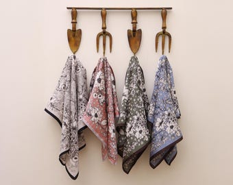 Floral Silk Square Scarf: Blossom Print Bandana, 53cm