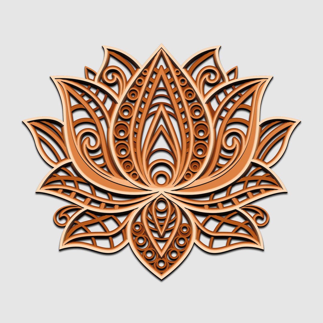 Lotus Mandala Layered SVG – Laser Cut File, Digital Download for Cricut ...