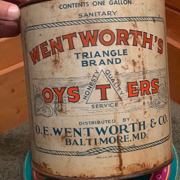 Wentworth's Antique Tin Oysters Triangle Brand Baltimore Maryland