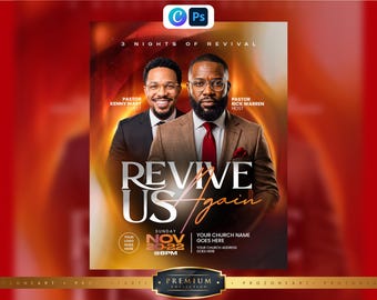 Night of Revival | Revive Us Again | Prayer Conference | Worship Service Flyer | Fall Revival Template (Digital Download)