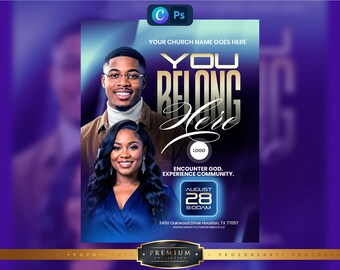 Church Welcome Flyer Template, Modern Worship Invitation, Canva (Digital Download)