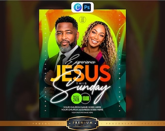 Contemporary Church flyer | Sunday Worship Flyer | Canva & Photoshop PSD | Church Worship Flyer | Sunday Service Template