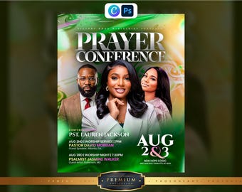 Prayer Conference Church Flyer Template | Summer Revival | Prayer Summit Worship Conference | Editable Church Event Flyer | Fall Revival
