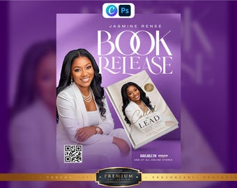 Book Launch Flyer Canva Template | Author Book Release Event Invitation | Book Signing & Promotion Poster | Editable Modern Design Download