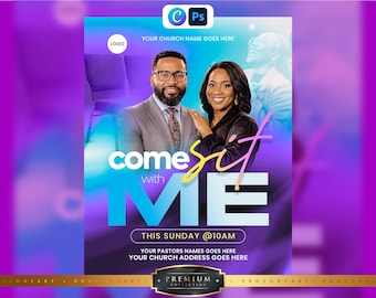 Sunday Service Church Flyer Template | Editable Canva Church Flyer | Worship Service Flyer | Come Sit With Me | Join Us for Sunday Worship