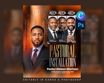 Pastoral Installation Flyer | Church Flyer Template Canva PSD | Ordination Service Flyer | Church Leadership Event Template | Anniversary