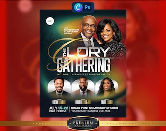Editable Revival Flyer Template | Canva, Photoshop | Christian Event Ministry (Digital Download)