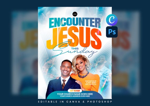 Sunday Service Flyer Template | Weekly Worship Flyer | Sunday Church Invitation Template | Sunday Worship Flyer | Editable Church Flyer