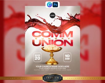Communion Sunday Church Flyer | Editable Canva PSD Church Flyer | Holy Communion Flyer | Lord's Supper Service Flyer | Church Event Template