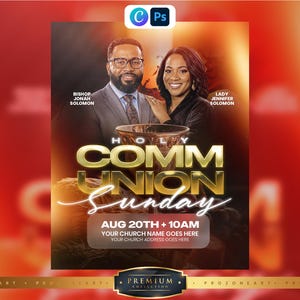 Communion Sunday Church Flyer Template | Editable Canva Church Flyer | Holy Communion Flyer | Lord's Supper Service Flyer | Church Event