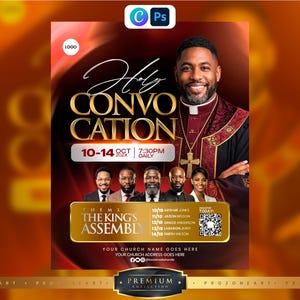 Holy Convocation Flyer Template | Church Conference Flyer | Revival Service Flyer | Editable Canva & Photoshop PSD | Digital download
