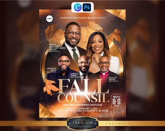 Fall Revival Church Flyer Template | Editable Canva, Photoshop PSD (Digital Download)