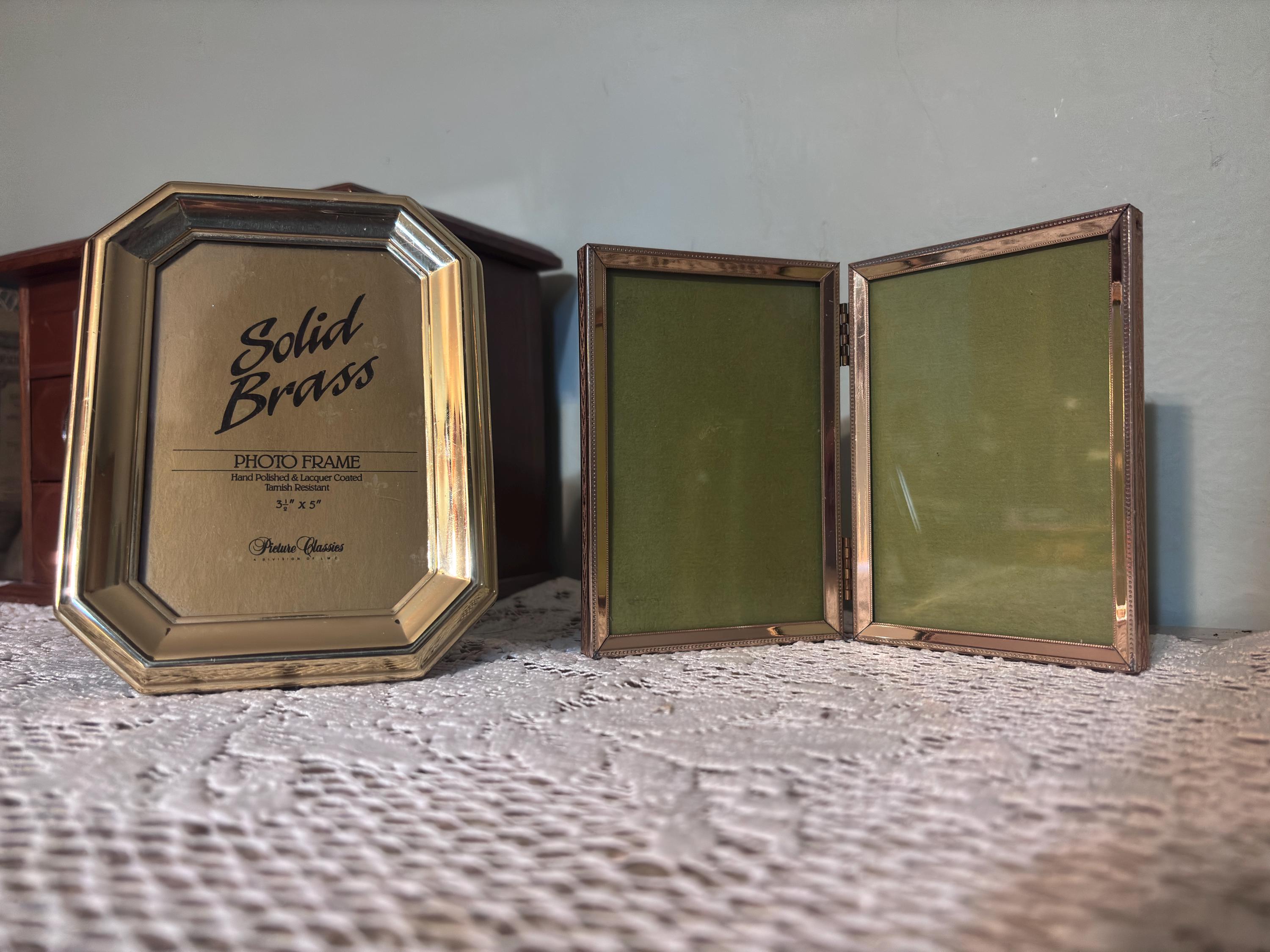 Vintage Solid Brass Photo Frames Set of 2, Ornate Gold Brass Picture ...
