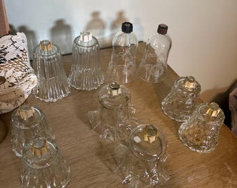 Vintage Glass Votive Candle Holder Pair – Bell-tulip/ ribbed/ cubism/ etched votive designs