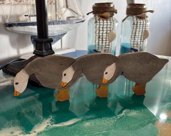 Handcrafted Wooden Geese Trio – Rustic Cottagecore Home Décor | Farmhouse Cottagecore Decor