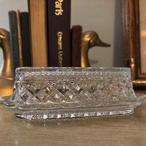 Mantequera de cristal transparente vintage de Anchor Hocking