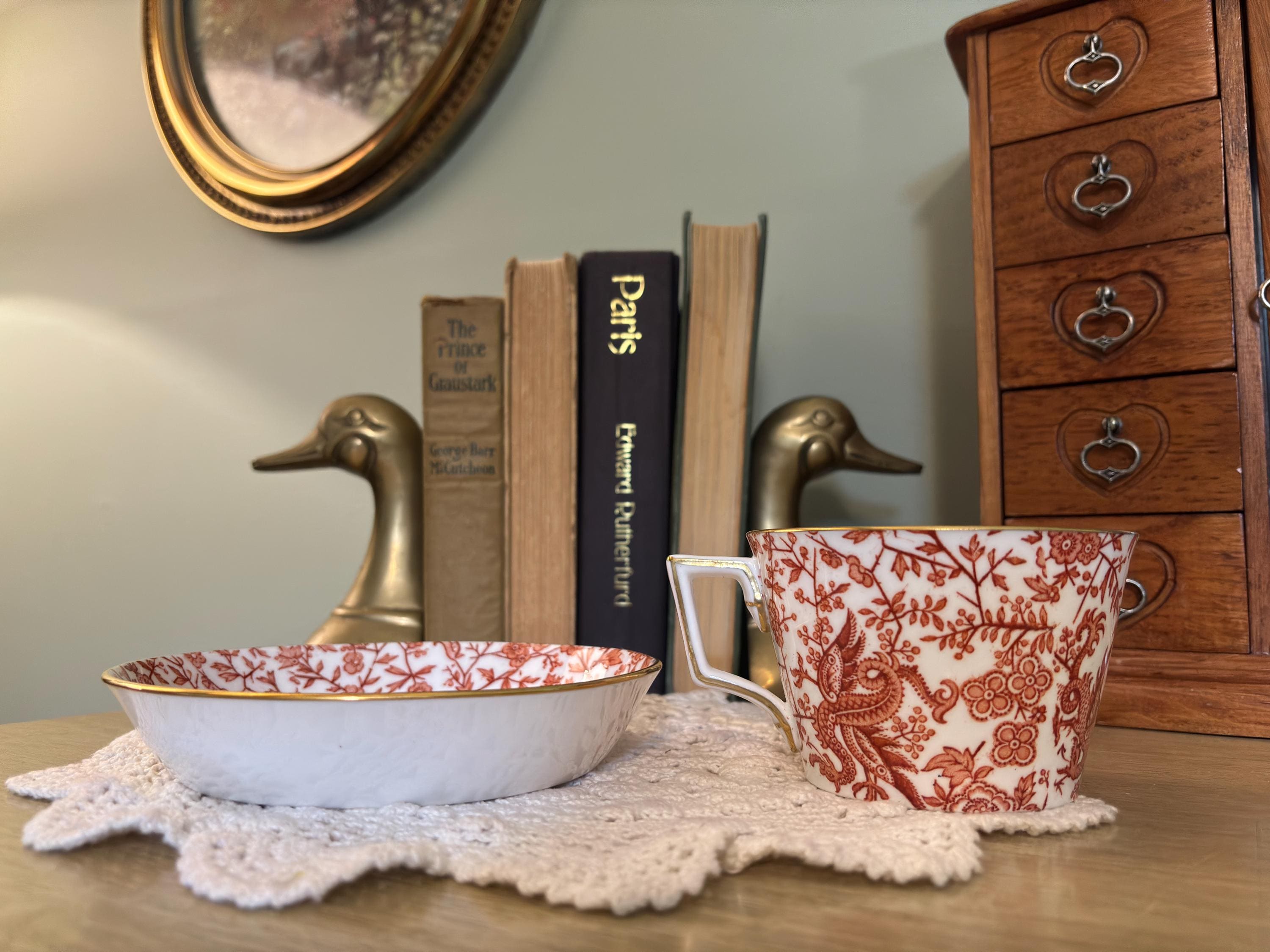 Vintage Tiffany & Co. Hammersley Teacup and Saucer Set | Red