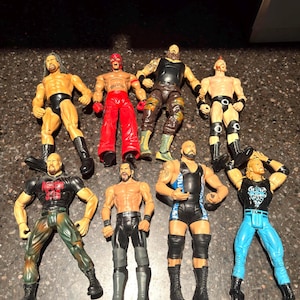 Rare Vintage Wrestling Action Figures | WWE WWF Mattel Jakks Pacific Lot of 8 | Collectible Wrestlers - Austin 3:16, Big Show, Rey Mysterio