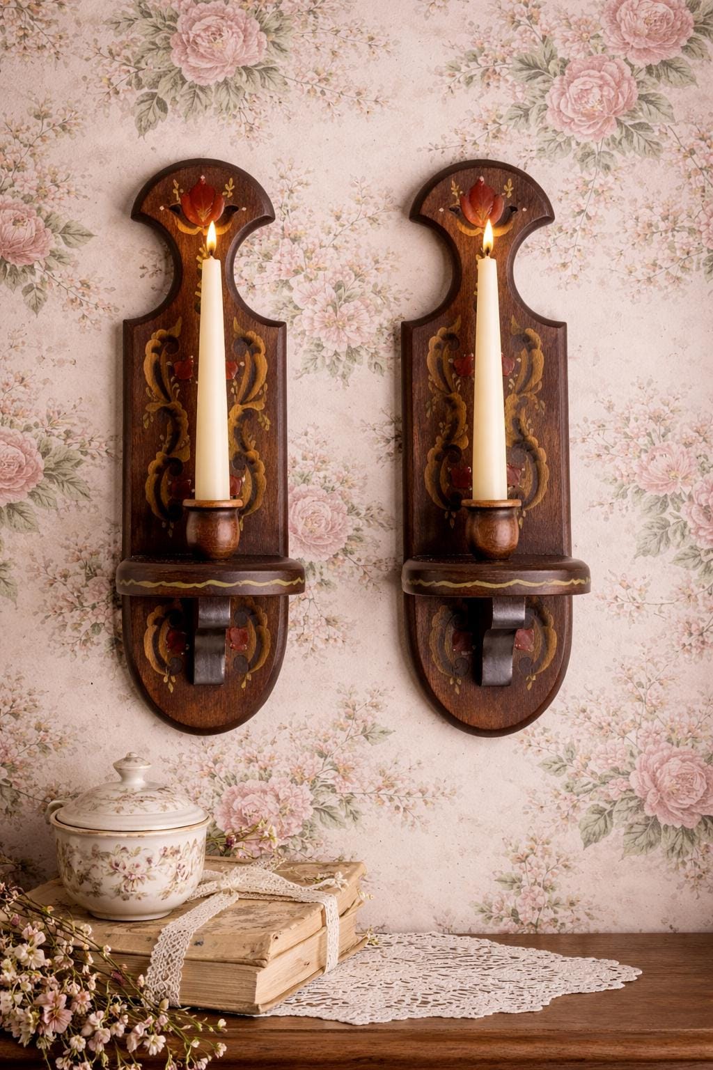 paire de bougeoirs muraux (2) - Bois - XIXe siècle