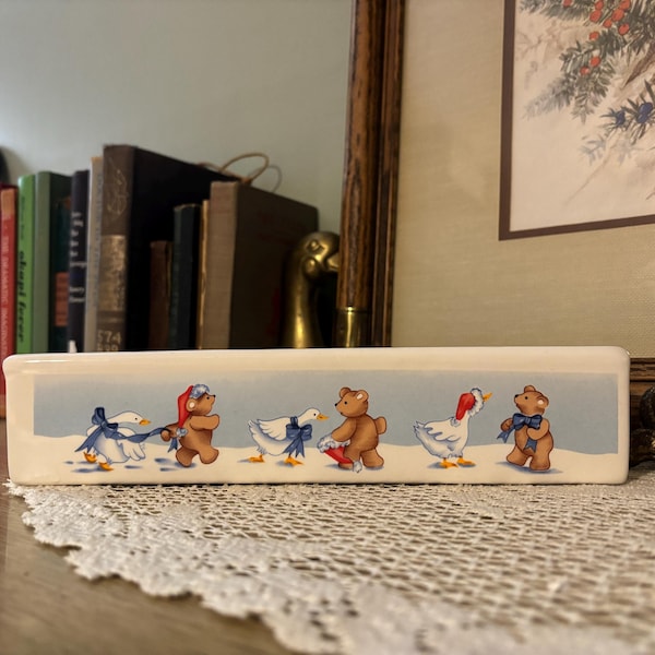 Vintage House of Lloyd Christmas Goose Cracker Tray 1988 | Holiday Serving Dish | Nursery Decor | Catch-All or Soap Dish