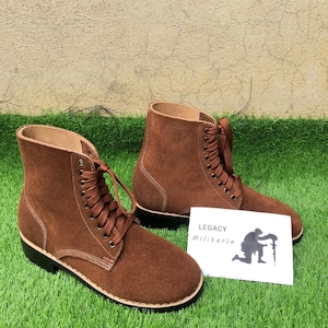 USMC BOONDOCKER Boots – Roughout Leather Ankle Combat Boots – Handmade Vintage Military Footwear with Rubber Sole, Army Boot, Unisex Boot.