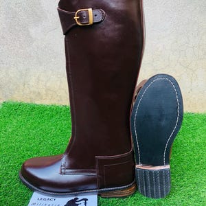 Handgemaakte bruine leren rijlaars paardensport polo paardrijlaars paardrijlaarzen, bruine lange laars, lange laars heren, lange laars dames, lange laars dames