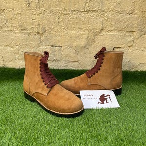 Handmade Leather Combat Boots: US Army Style Lace-Up Ankle Boots