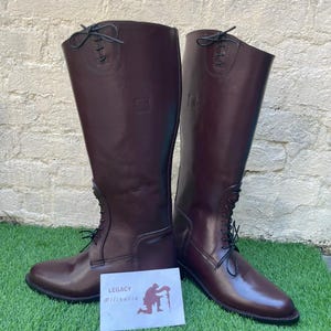 Handmade German Officer Riding Leather Long Boot Pointed Toe With Leather Sole. Boot, Military Boot, Men Boot, Long Boot, Officer Boot.