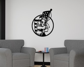 Arte mural de soldado revolucionario estadounidense: letrero metálico patriótico para amantes de la historia, decoración rústica colonial