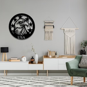 American Eagle Flag Metal Wall Art – Patriotic USA Decor for Home, Office, or Garage | Bald Eagle Wall Sign