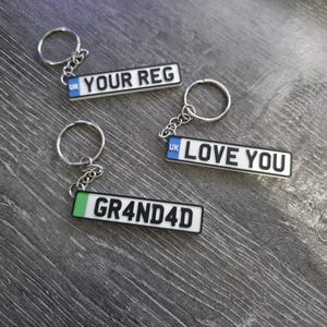 Customisable Car 4D Number Plate Keyring Keychain UK