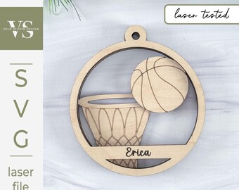 Basketball Ornament Laser Cut SVG - Layered Christmas Ornament File