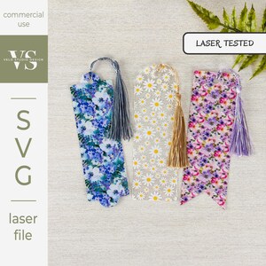 SVG Bookmark Laser Cut File Bundle - 8 Bookmark Shapes and Display Card Template - Customizable Bookmark Templates - Commercial Use