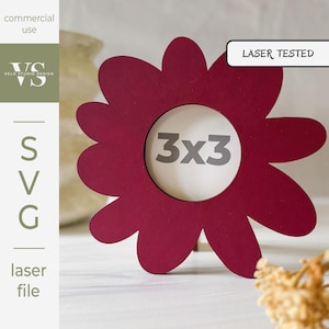 Doodle Flower Frame SVG | 3x3 Photo Frame Laser Cut File