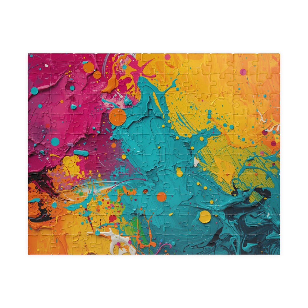 Abstract Color Splash Puzzle Colorful Jigsaw Art - Etsy