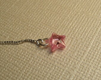 Pink Cubic Zirconia Star Sterling Silver Threader Earrings