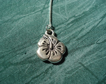 Hibiscus Blossoms on Sterling Ear Threads- Threader Earrings or Necklace-FREE SHIPPING To U.S.-