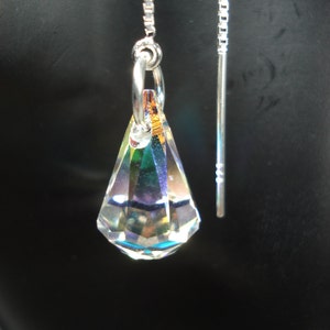 Elegant Rainbow Swarovski Crystal on Sterling Threader Earrings or Necklace-Ear Threads-FREE SHIPPING to U.S.