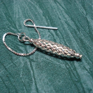 Silver Basket Weave Bead Ear - Sterling Threader Earrings