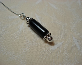 Black Obsidian on Sterling Threader Earrings or Necklace-Ear Threads-Ear Threads-FREE SHIPPING to U.S..