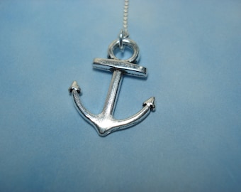 Silver Anchor Charms on Sterling Ear Threads -Threader Earrings or Necklace-FREE SHIPPING To U.S.-