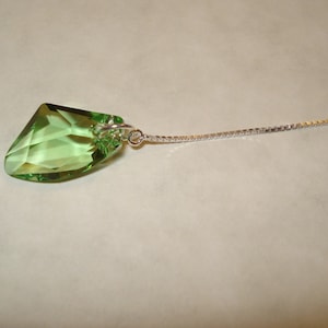 Peridot Swarovski Crystals on Sterling Ear  Thread- Threader Earrings or Necklace-FREE SHIPPING To U.S.-