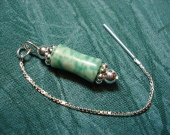 Tree Agate on Sterling Ear Threads- Threader Earrings or Necklace-FREE SHIPPING To U.S.-