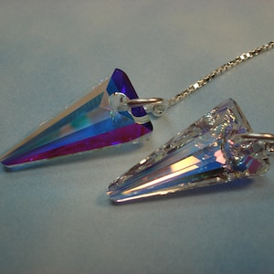 Rainbow Swarovski Triangle Crystals on Sterling  Ear Threads-FREE SHIPPING To U.S.- Threader Earrings or Necklace