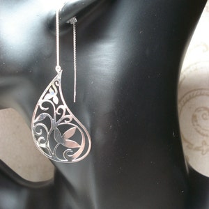 Paisley Filigree Sterling Silver Threader Earrings