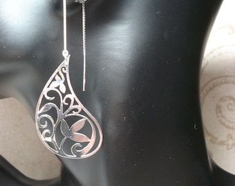 Paisley Filigree Sterling Silver Threader Earrings
